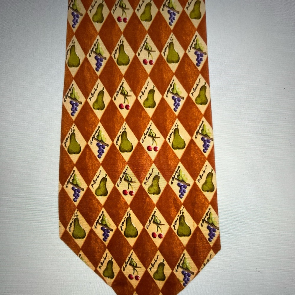 Burberry  Fruit Patterned Silk Tie Brown Width:3.75” 100% Silk